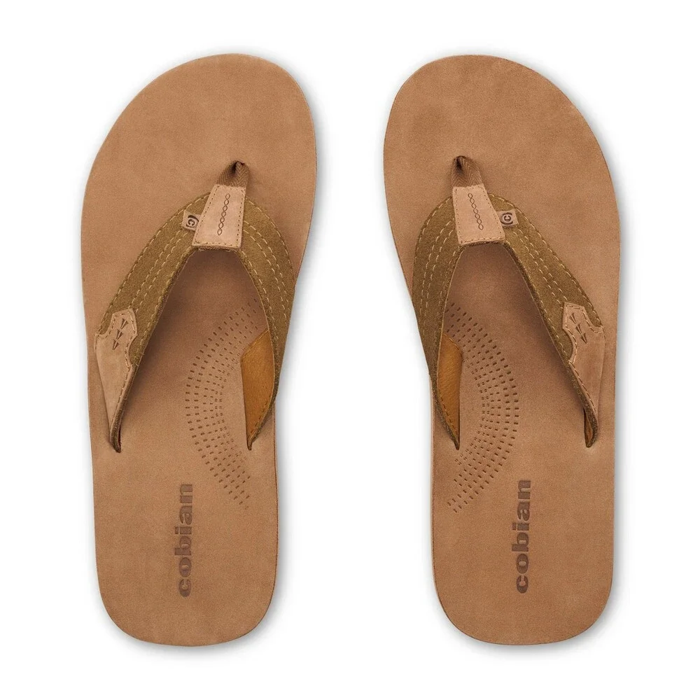 Cobian Lazo LZO24-230 Sandals Mens 12 Tan Leather Arch Support Flip Flops DAB196